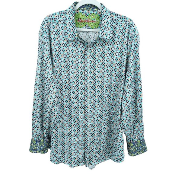 Robert Graham 3XL Aztec Geometric RARE Long Sleeve Button Up Shirt Contrast Cuff - Picture 1 of 8